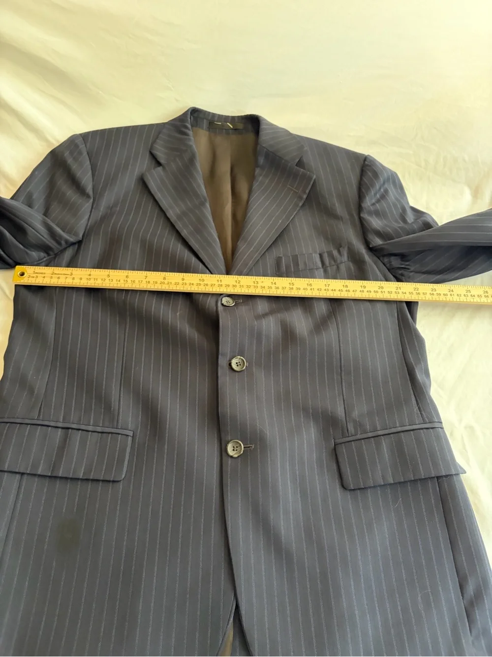 Harold Powell Men's Navy Pinstripe Sport Coat Blazer 100% Wool Size 42R